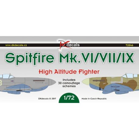 Decals Supermarine Spitfire Mk.VI/Mk.VII/Mk.IX High Altitude Fighter (30 camouflage schemes)1. Spitfire Mk.VI, X4942, prototype 