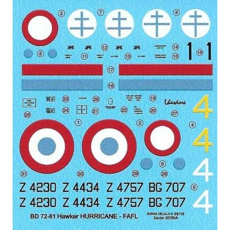 Decals Re-released! Hawker Hurricane Mk.I GC1 'Alsace' Z4757 Capitaine Tulasne 05/1942, Z4434 Fuka 07/1942, Z4230 Aspirant Mailf