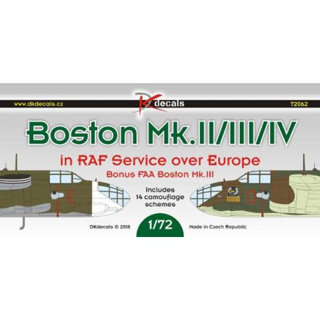 Decals Douglas Boston Mk.II/Mk.III/M.IV in RAF service over Europe1. Boston Mk.II, AH433, test flight, UK 19412. Boston Mk.III, 