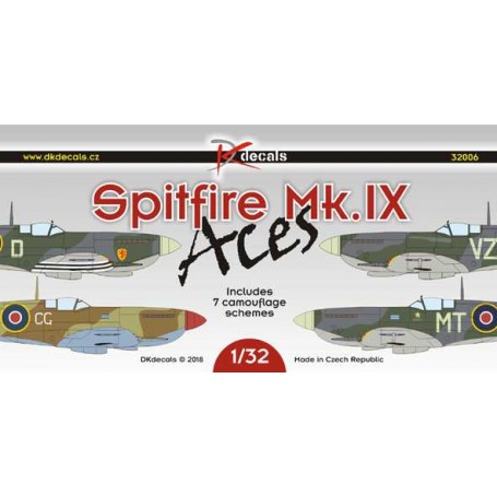 Decals Supermarine Spitfire Mk.IX Aces1. Spitfire Mk.IXE, MK392, W/Cdr E.J.Johnson, victory 34+7 - 3+2 - 10+32. Spitfire Mk.IX, 