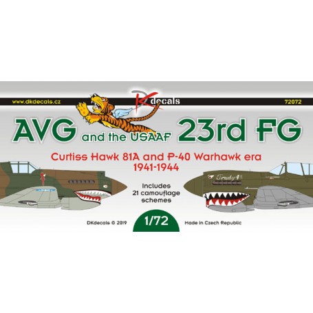 Decals AVG/23rd FG (Curtiss Hawk 81A and P-40 Warhawk era 1941-44)1. Hawk 81A P8115, Rangoon, September 1941 2. Hawk 81A P8173, 