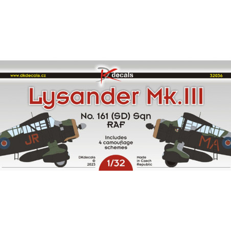 Decals Lysander Mk.III No.161(SD) Sq. RAF1 