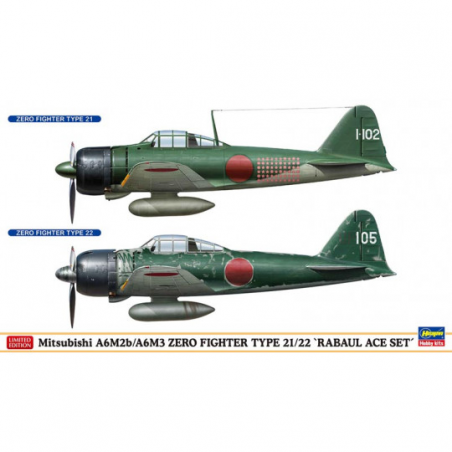Plastic model aircraft fighters Mitsubishi A6M2b and A6M3 "Rabaul ace set" 1:72 Model kit