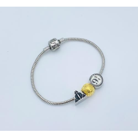 HARRY POTTER - Bracelet with 3 Charms - Silver Plated - 18.5cm