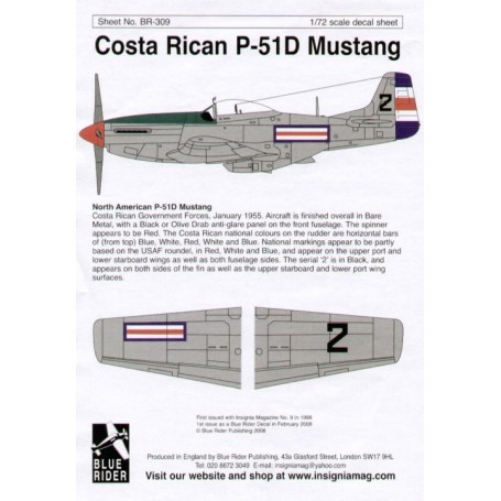 Decals North American P-51D Mustang (1) Costa Rica No 2 1855 