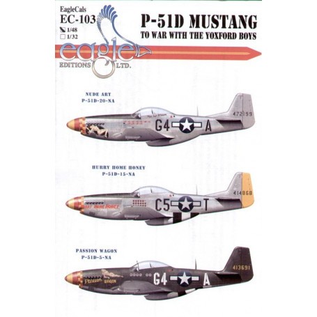 Decals North American P-51D Mustang 357th FG Pt 3 (3) G4-A Capt Charles Weaver `Weaver′s Nude′ G4-A Lt Arvil Robertson `Passion 