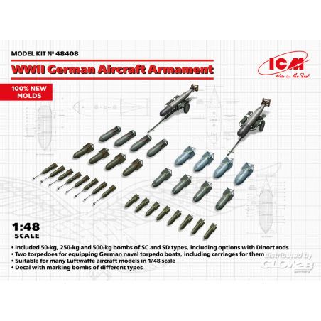 WWII German Aircraft Armament (100% new molds) Model kit 