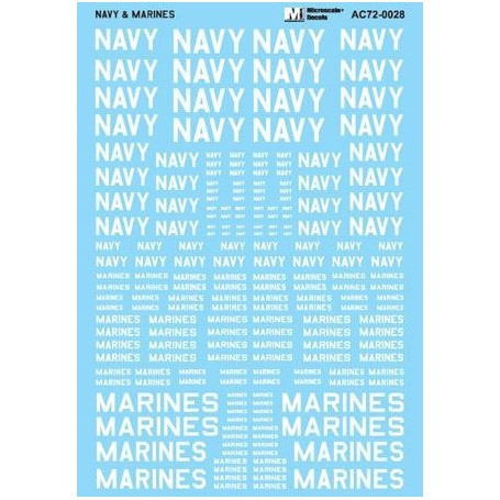Decals White -Navy And Marines Assorted Size words 