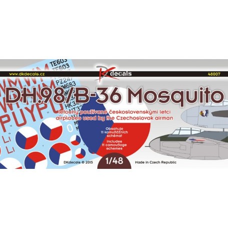 Decals de Havilland Mosquito in CzAF (11 camouflage schemes) 